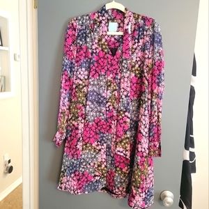 Cece Aleah Floral Print Mini Dress Neck Tie Chiffon Size 4